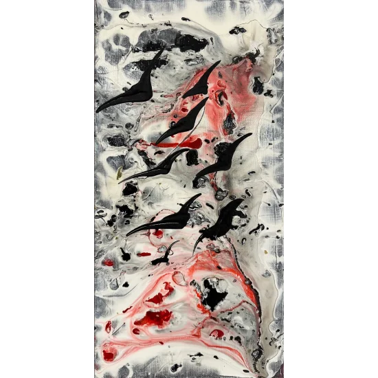 Hayallerde Kuşlar Yağlı Boya Tablosu