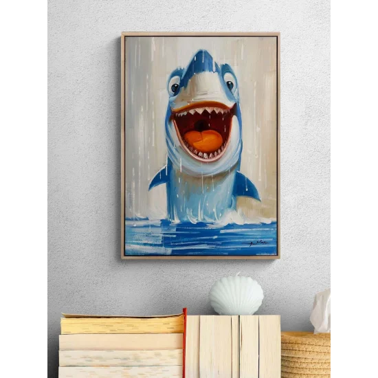 Heyecanlı Köpekbalığı Yağlı Boya Tablosu