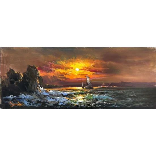 Horizonda Son Işıklar Yağlı Boya Tablosu