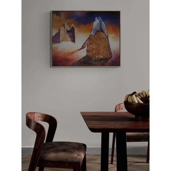 İki Güvercin Yağlı Boya Tablosu