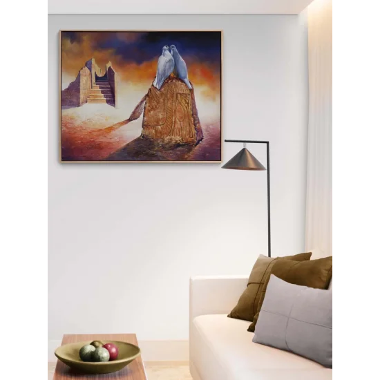 İki Güvercin Yağlı Boya Tablosu