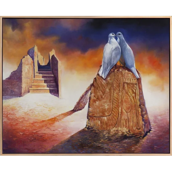 İki Güvercin Yağlı Boya Tablosu