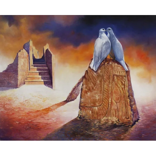 İki Güvercin Yağlı Boya Tablosu