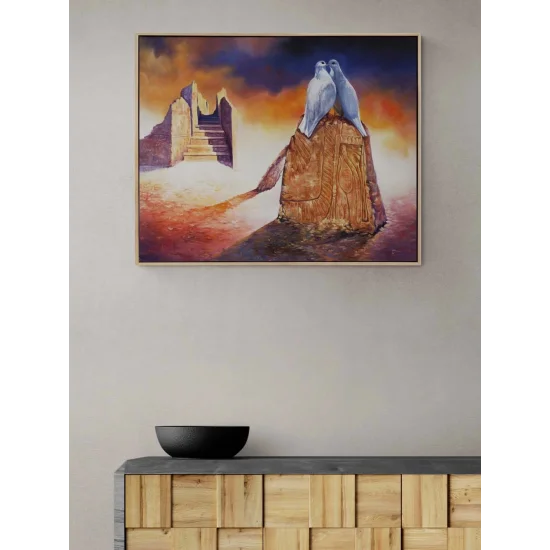 İki Güvercin Yağlı Boya Tablosu