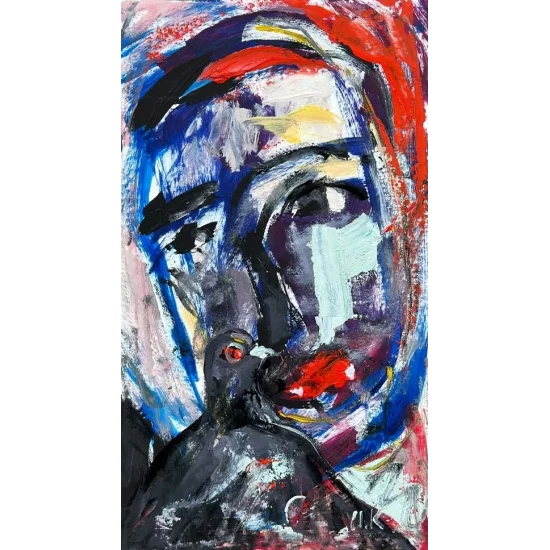 Human And Pigeon Oil Painting