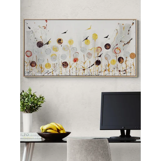 Işığa Duran Çiçekler Yağlı Boya Tablosu