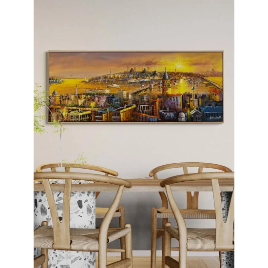 Işığa Uyanan Şehir Yağlı Boya Tablosu