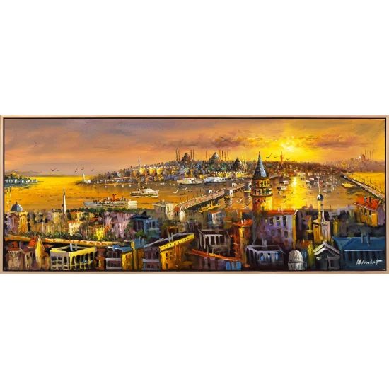 Işığa Uyanan Şehir Yağlı Boya Tablosu