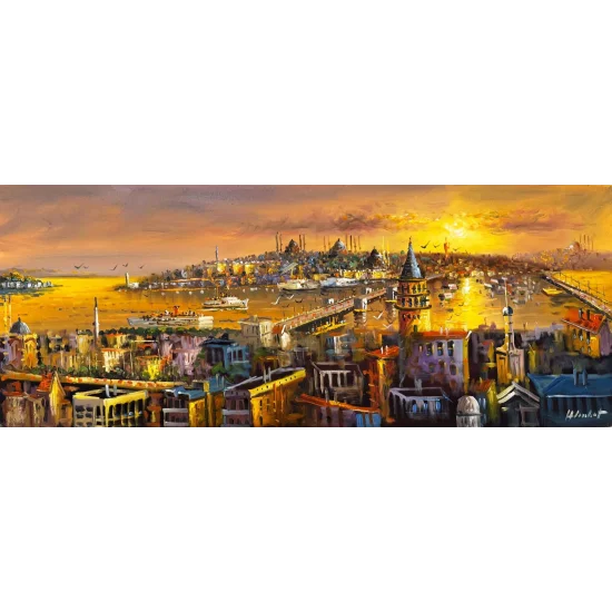 Işığa Uyanan Şehir Yağlı Boya Tablosu