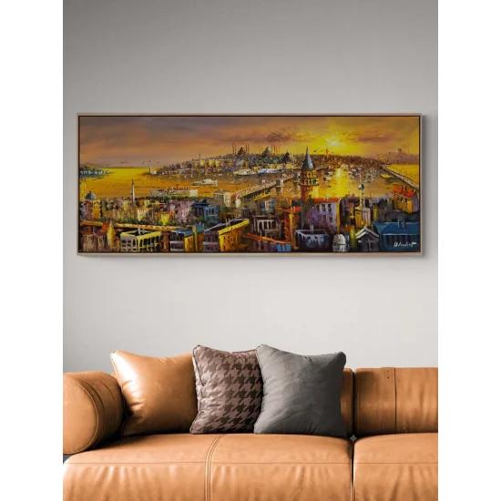 Işığa Uyanan Şehir Yağlı Boya Tablosu