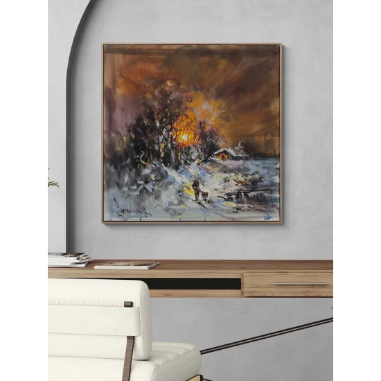 Işık ve Gölgede Kış Yağlı Boya Tablosu