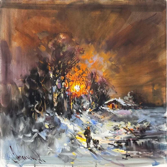 Işık ve Gölgede Kış Yağlı Boya Tablosu