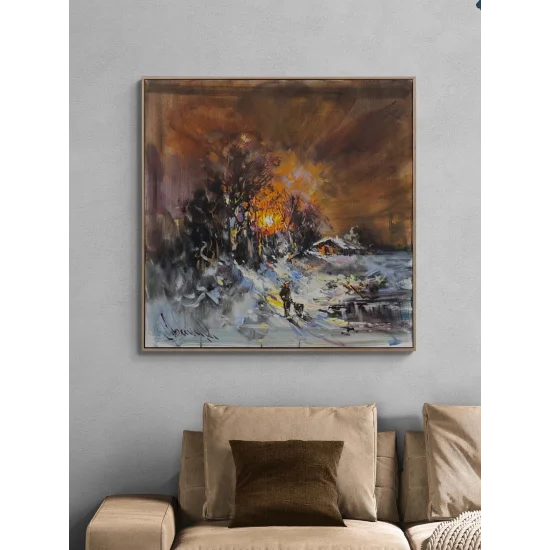 Işık ve Gölgede Kış Yağlı Boya Tablosu