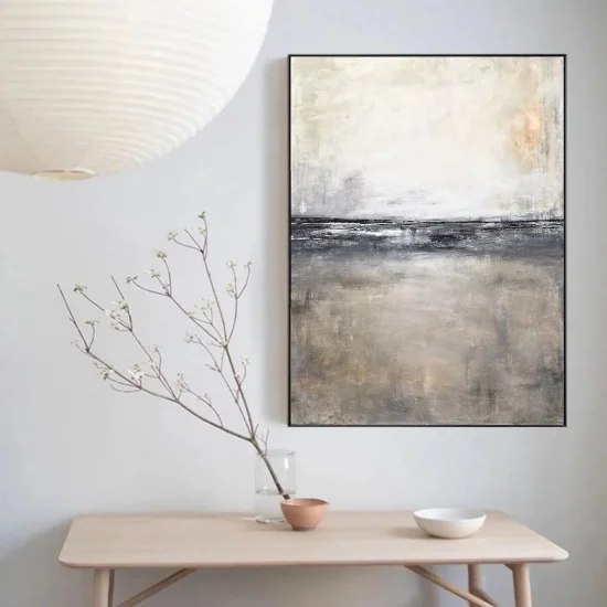 Scandinavian Gray Reflections Custom Order Abstract Oil Painting