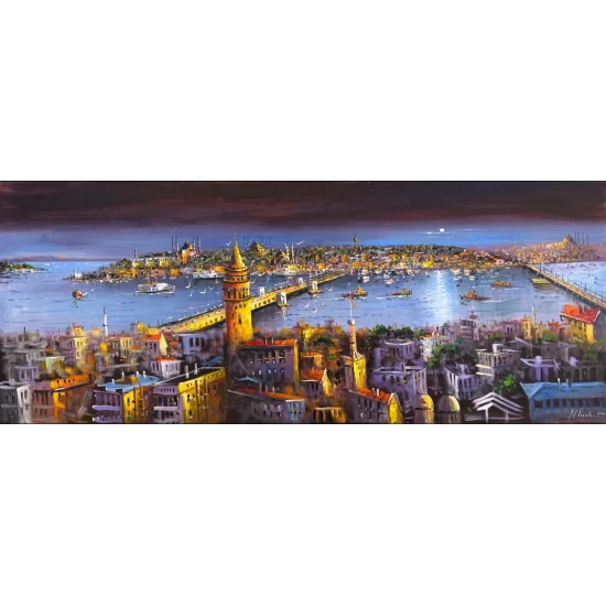 İstanbul Boğazın Işığı Yağlı Boya Tablosu