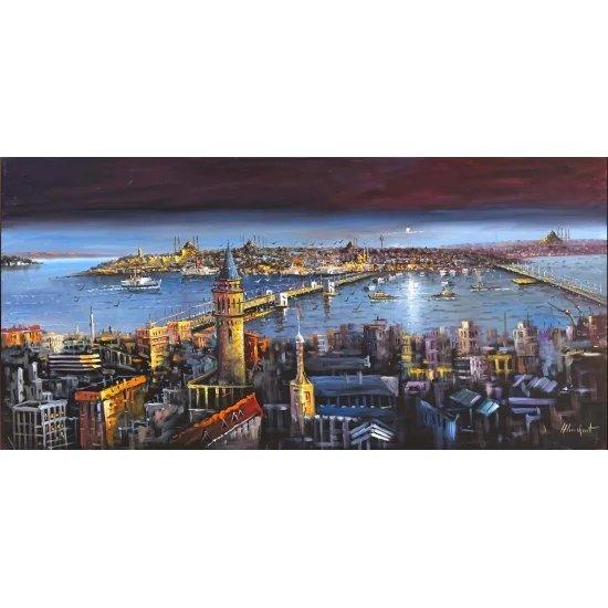 İstanbul Boğazının Kalbi Yağlı Boya Tablosu