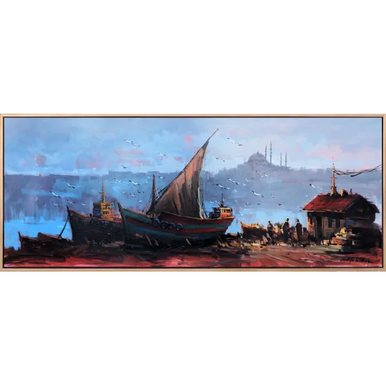Istanbuls Fishermen Oil Painting