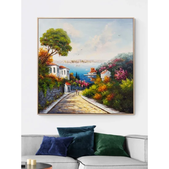 İstanbul’a İnilen Sokak Yağlı Boya Tablosu