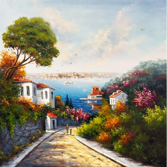 İstanbul’a İnilen Sokak Yağlı Boya Tablosu