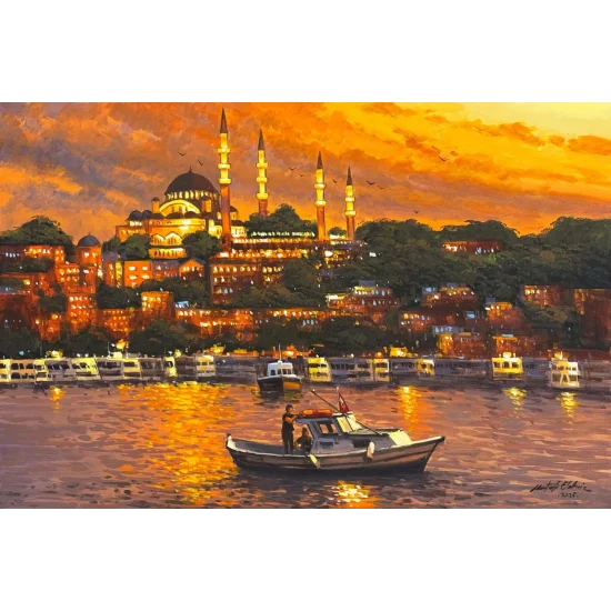 İstanbul’da Bir Akşam Yağlı Boya Tablosu
