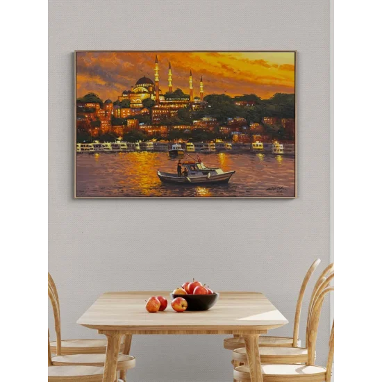 İstanbul’da Bir Akşam Yağlı Boya Tablosu