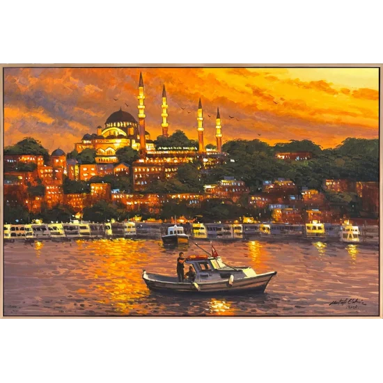 İstanbul’da Bir Akşam Yağlı Boya Tablosu