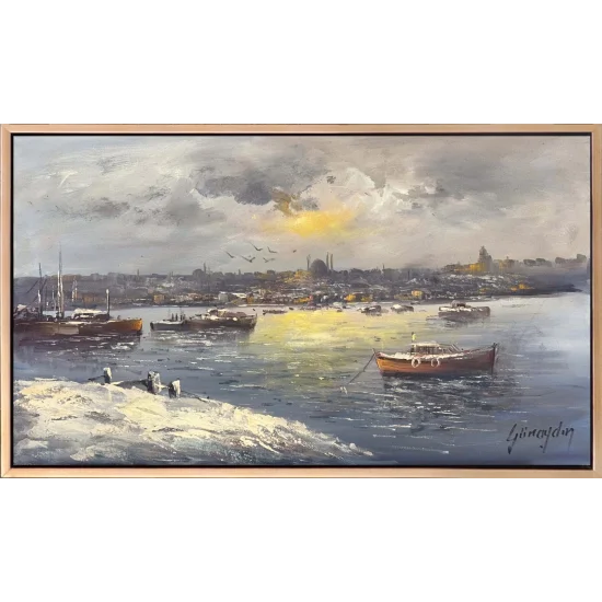 İstanbul’da Durgun Akşam Yağlı Boya Tablosu