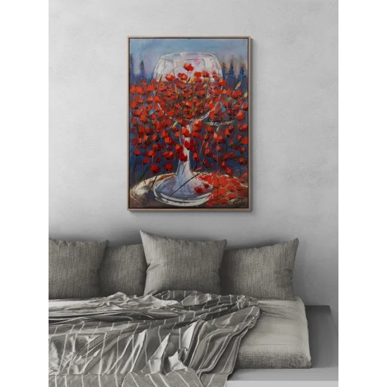 Poppies in the Glass Oil Painting