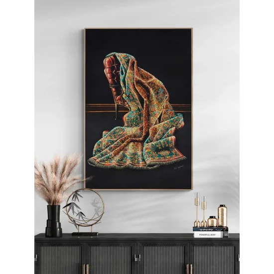 Kadife ve Nakış Yağlı Boya Tablosu