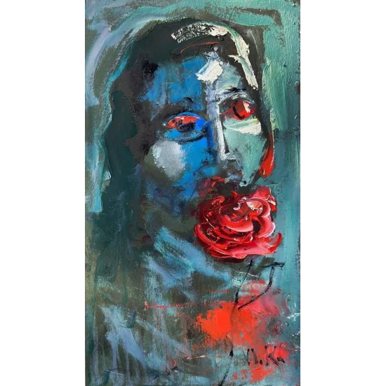 Woman And Rose Oil Painting