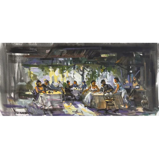 Kafede Geçen Zaman Yağlı Boya Tablosu