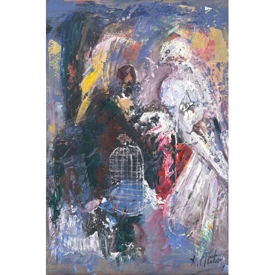 Kafesteki Sessizlik Yağlı Boya Tablosu