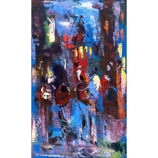 Kalabalıklarda Galata Yağlı Boya Tablosu