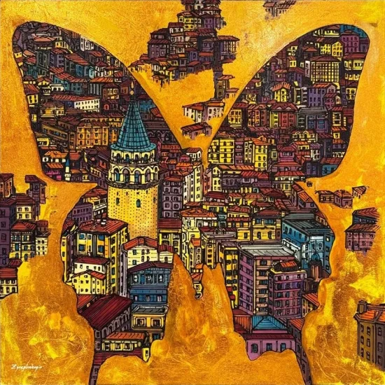 Kanatlarda Galata Yağlı Boya Tablosu