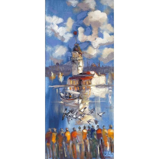 Kanatlarda Kız Kulesi Yağlı Boya Tablosu