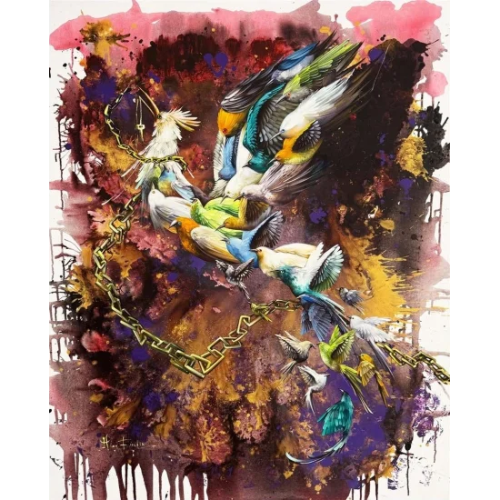 Kanatların Buluşması Simurg Yağlı Boya Tablosu