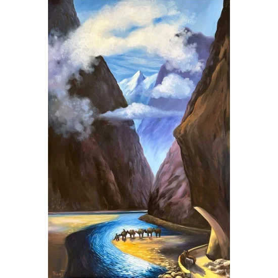 Kanyondaki Kervan Yağlı Boya Tablosu