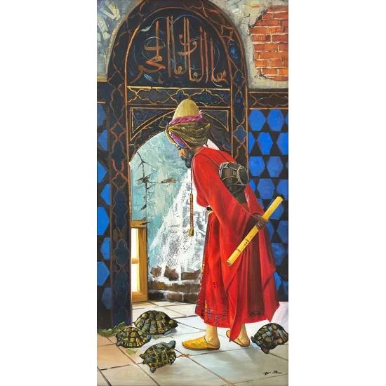 Kaplumbağa Terbiyecisi Yağlı Boya Tablosu