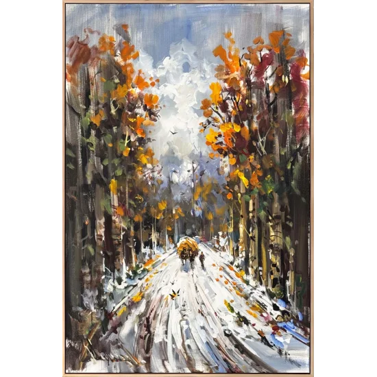 Kar Mazarasında İzler Yağlı Boya Tablosu