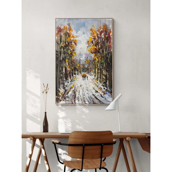 Kar Mazarasında İzler Yağlı Boya Tablosu