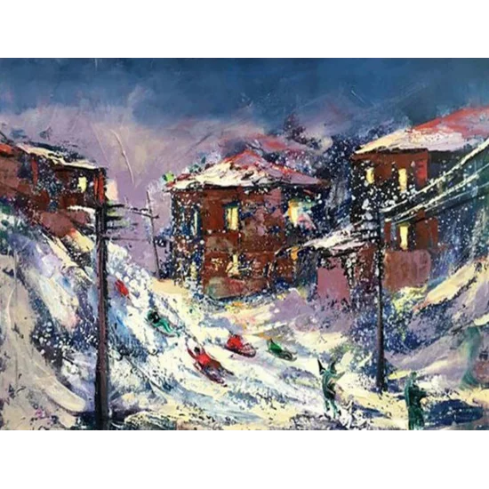 Kar Neşesi Yağlı Boya Tablosu
