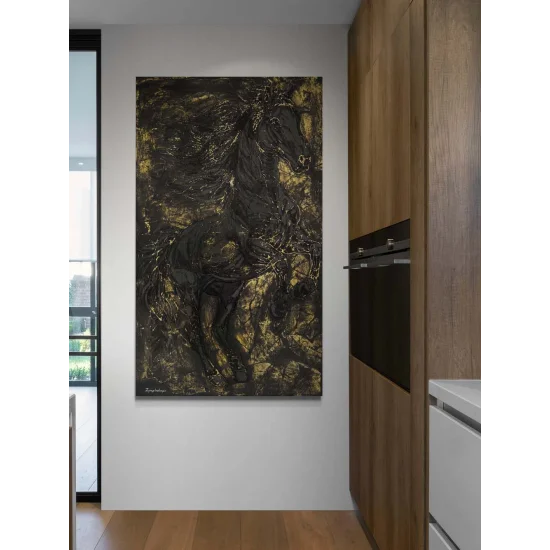 Kara Atın Kudreti Yağlı Boya Tablosu