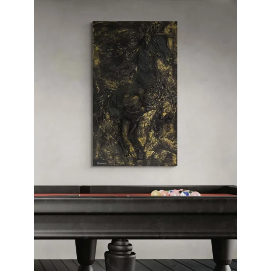 Kara Atın Kudreti Yağlı Boya Tablosu