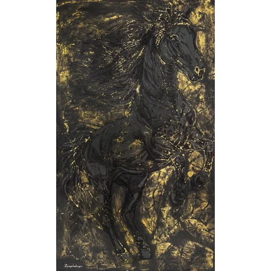 Kara Atın Kudreti Yağlı Boya Tablosu