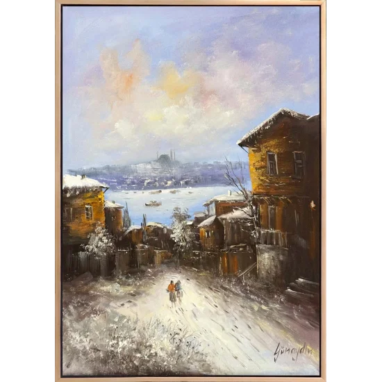 Walkers in the Snow Oil Painting