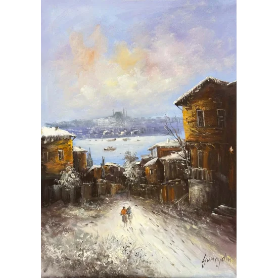 Walkers in the Snow Oil Painting