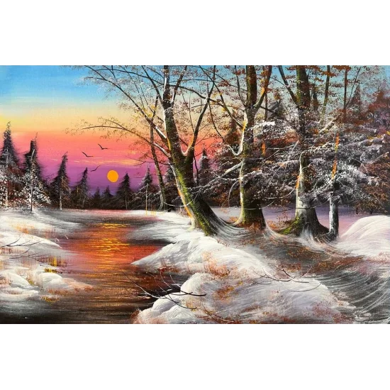 Snow Dancing Trees Oil Painting