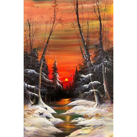 Snowy Creek Reflections Oil Painting