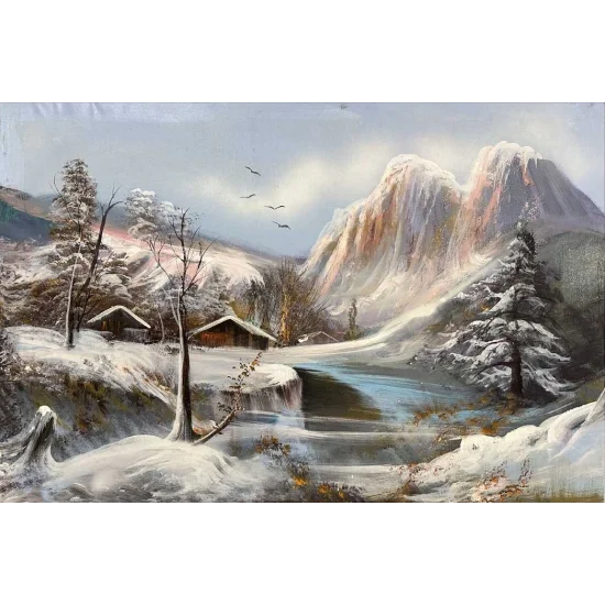Snowy Peaks Oil Painting