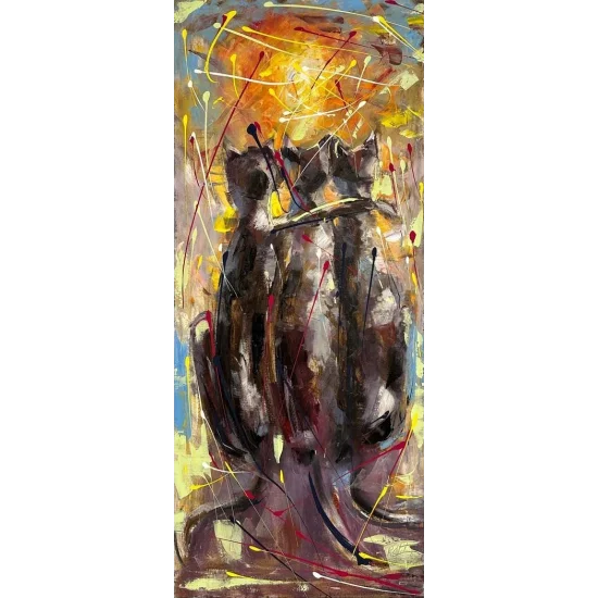 Kedi Yansımaları Yağlı Boya Tablosu